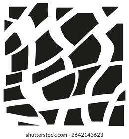 Cracked wall shape. Fragment texture icon. Abstract white black. Vector broken symbol.