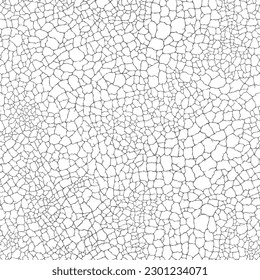 Cracked and weathered dry surface texture. Seamless pattern with dried out and aged crack effect. Distressed overlay grunge vector background