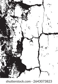 Textura superficial agrietada y desgastada en blanco y negro