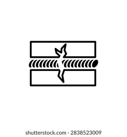 Cracked weld seams vector icon.