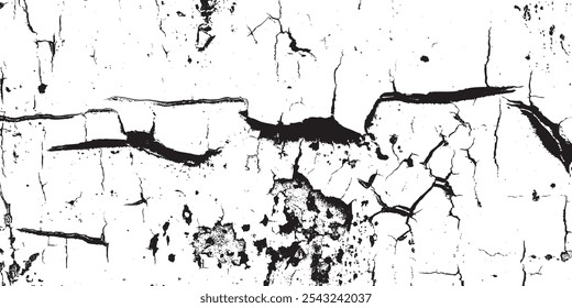 tinta branca rachada em um fundo branco.Textura solo rachadura seca em fundo branco.Parede cinza preta branca, chão com rachaduras, fundo de textura.

