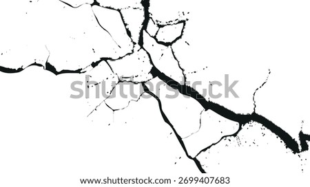 Cracked white wall texture. Surface cracks and fissures in ground.  Grunge cracked wall texture map of Japan and Argentina with shadow and vintage concrete surface design. 