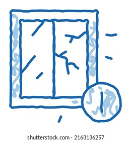 Cracked Window Because Of Ertnquake Sketch Icon Vector. Hand Drawn Blue Doodle Line Art Cracked Window Because Of Ertnquake Sign. Isolated Symbol Illustration