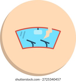 Ícone de estilo de círculo plano do para-brisa rachado