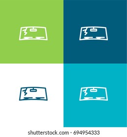 Cracked Windshield green and blue material color minimal icon or logo design