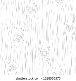 Cracked wood plank with knots. Seamless wooden pattern. Vector illustration