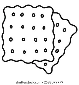 cracker biscuit icon with outline style
