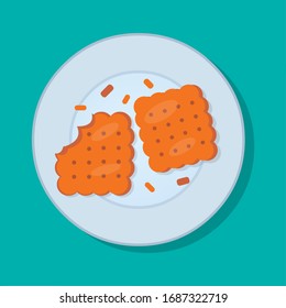 cracker biscuit on plate for pastry food concept vector illustration