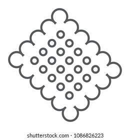 Cracker biscuit thin line icon, sweet and tasty, dessert sign vector graphics, a linear pattern on a white background, eps 10.