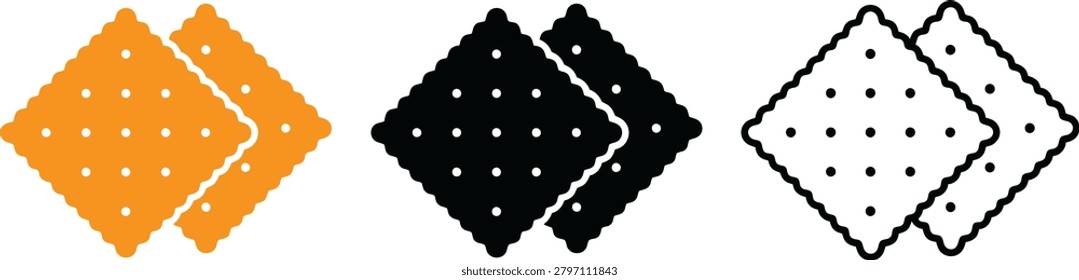 Cracker Biscuits Icon Set vector art illustration