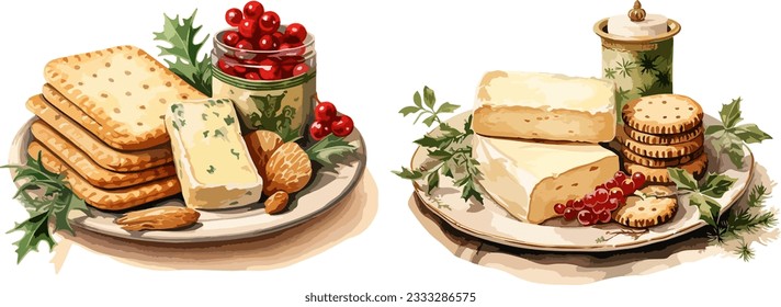 Cracker and cheese clipart, isolated vector illustration.