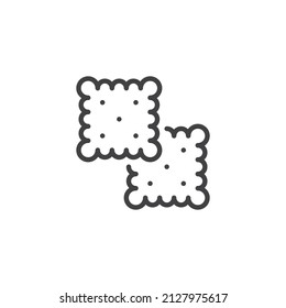 Cracker cookie line icon. linear style sign for mobile concept and web design. Square biscuits cookie outline vector icon. Symbol, logo illustration. Vector graphics