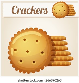 Cracker cookies. Detailed Vector Icon. Series of food and drink and ingredients for cooking.