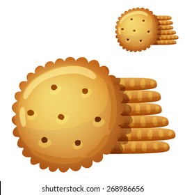 Galletitas de cracker aisladas en fondo blanco. Icono de vector detallado. Serie de alimentos y bebidas e ingredientes para cocinar.