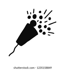 cracker festive. silhouette vector icon. isolated object.