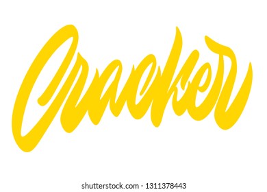 Cracker hand drawn vector lettering design. Comics style. Design for t shirt printing Vector Graphic - Vector