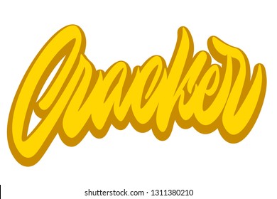 Cracker hand drawn vector lettering design. Comics style. Design for t shirt printing Vector Graphic - Vector
