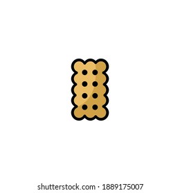 Cracker-Symbol. Bäckereisymbol. Einfach, Umriss, schwarz, flach, farbig.