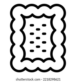 Vector de contorno de icono de cracker. Galleta de comida. Torta cuadrada
