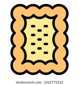 Cracker-Symbol-Umrandungsvektor. Essen Keks. Viereckige Kuchenfarbe
