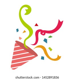 Cracker (party popper) vector flat illustration.