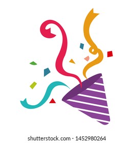 Cracker (party popper) vector flat illustration.