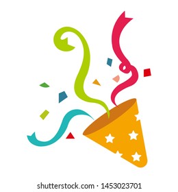Cracker (party popper) vector flat illustration.
