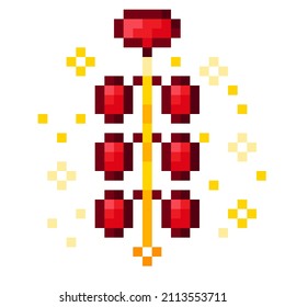 Cracker pixel art. Vector illustration. Chinese New Year.