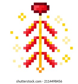 Cracker pixel art. Vector illustration. Chinese New Year.
