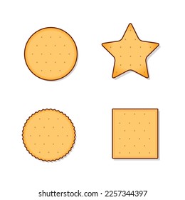 galletas de galletas. bocadillo de galletas.  vector de refrigerio de cookie. ilustración de diseño de icono del logotipo del vector cracker biscuit