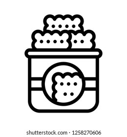 Crackers box vector, grocery store related line design icon