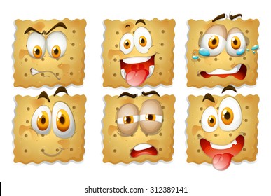 Crackers con ilustración de expresiones faciales