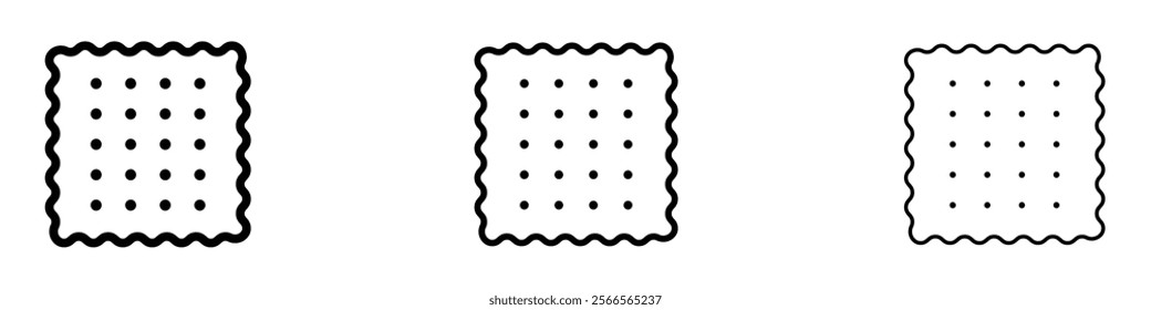 Crackers icon in tree different line stroke sizes.