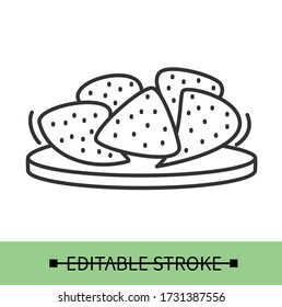 Crackers line icon.Vegan gluten-free crackers
Homemade healthy snacks.Isolated linear vector food illustration.Editable stroke
