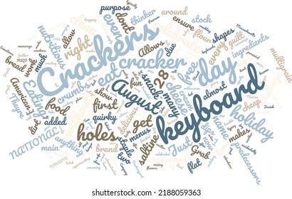 Crackers Over The Keyboard Day 28 August Word Cloud In Vector Art Creative Colourful White Back Ground