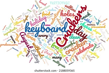Crackers Over The Keyboard Day 28 August Word Cloud In Vector Art Creative Colourful White Back Ground