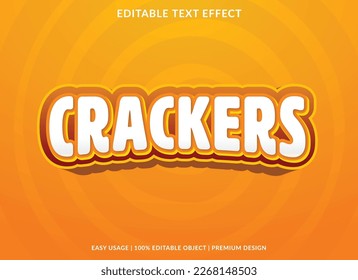 plantilla de efectos de texto de crackers con fondo abstracto, plantilla editable utilizada para el logotipo de negocios