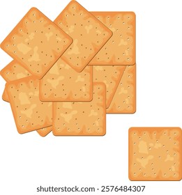 crackers top view, Illustration of crackers, Square crackers.