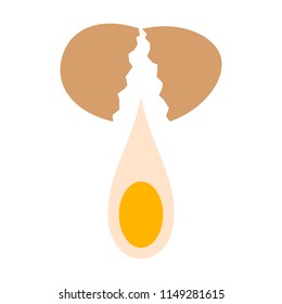 Cracking an egg in half to let the yolk drop flat vector color icon for food apps and websites