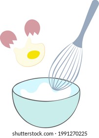 Cracking an egg into a bowl.