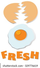 Cracking fresh egg with wording illustration
