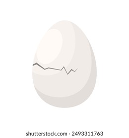 Cracking through fragile shell of white natural farm egg vector illustration