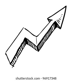 Crackle hand drawing arrow. Sketch vector symbol