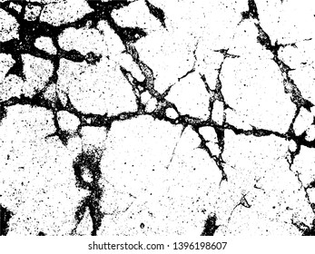 The cracks concrete texture white and black.Cracked earth. Structure of cracking. Cracks in dry surface soil texture. Vector.