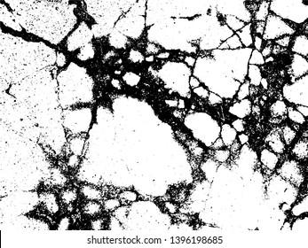 The cracks concrete texture white and black.Cracked earth. Structure of cracking. Cracks in dry surface soil texture. Vector.