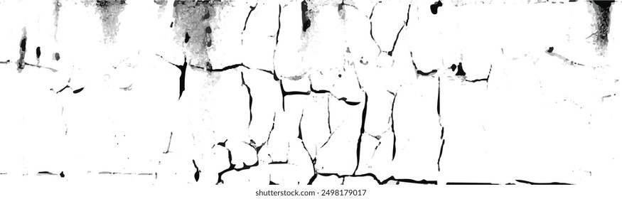 Cracks. Cracked Surface Grunge Texture Vector. Uneven Overlay. Distressed Grungy Effect. Vector Illustration. Black Isolated on White Background. Grunge background. EPS 10