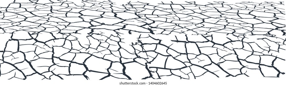 Cracks of Desert Landscape in Isolated Vector Illustration.