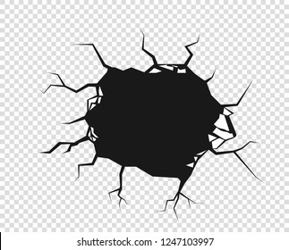 Cracks. The Destruction, The Abyss. Just changing color. Vector decorative element on isolated transparent background.