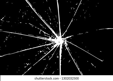 Cracks in the glass on a black background. Vector Abstraction