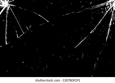 Cracks in the glass on a black background. Vector Abstraction